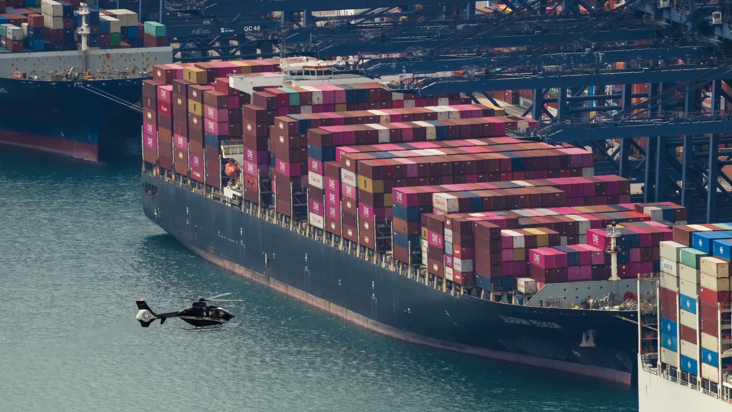 Image may contain Aircraft Helicopter Transportation Vehicle Boat Shipping Container and Cargo Container