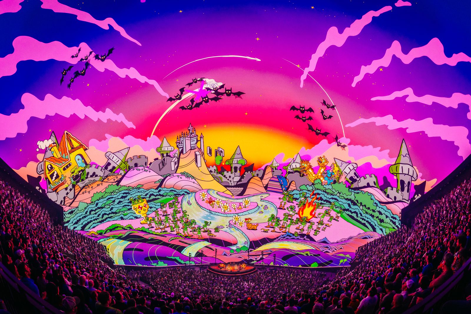 Image may contain Purple Art Graphics Crowd Person and Outdoors