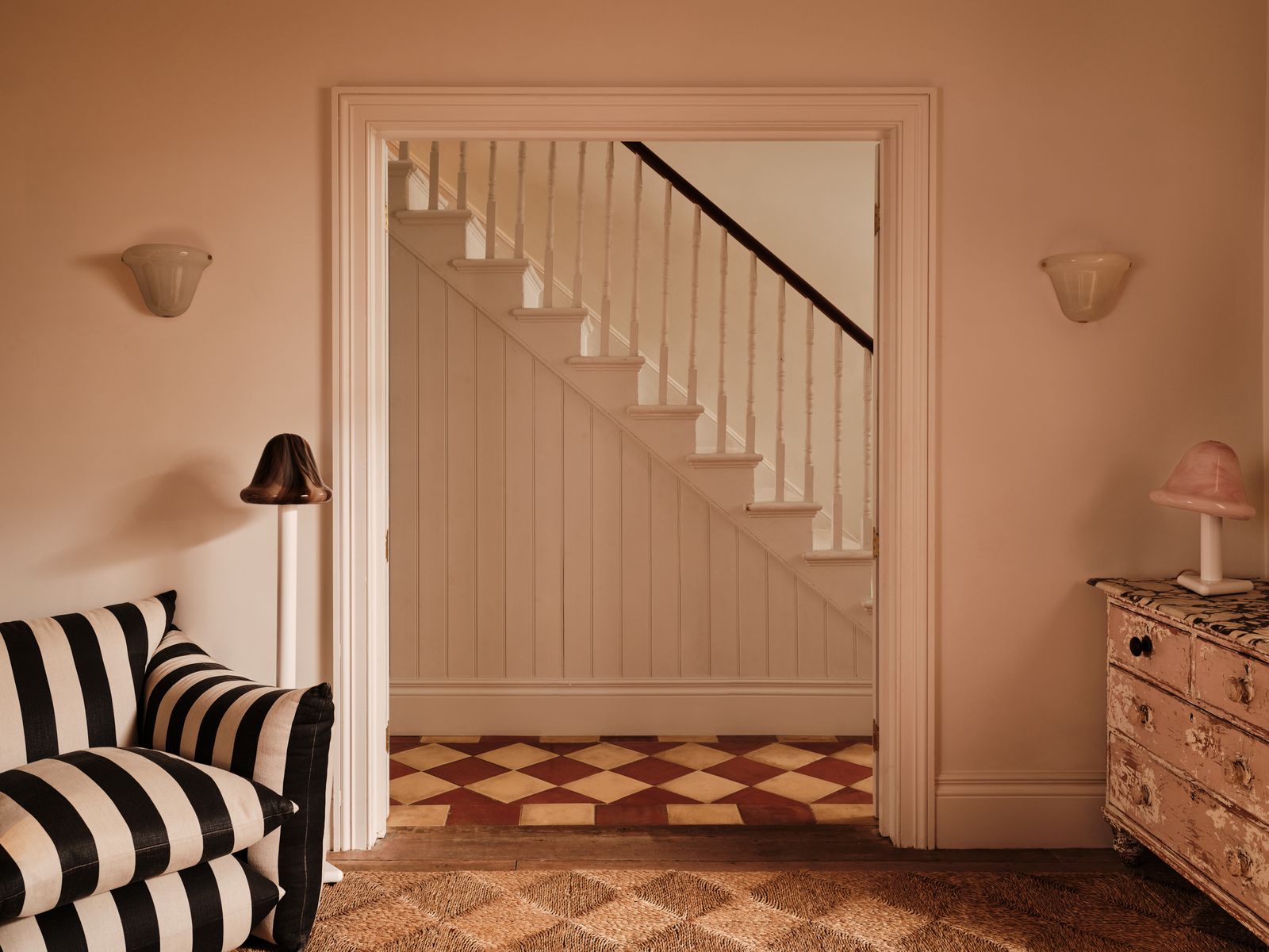 Image may contain Indoors Interior Design Architecture Building House Housing Staircase Foyer and Floor