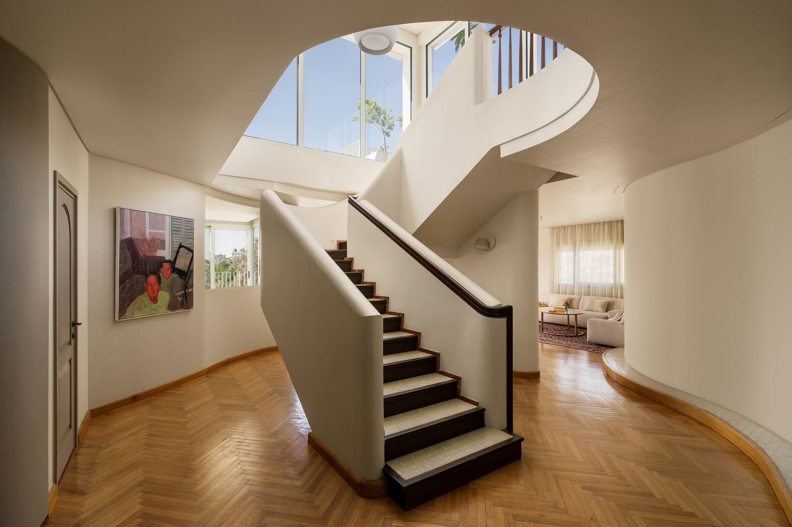 most beautiful homes in Cairo Sculptural staircase of Midcentury Apartment in Cairo Deftly Mixes Old and New With Nods...